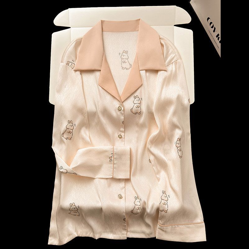 CME Women's 100% Mulberry Silk Pajamas, Cute Rabbit Loungewear, Silk Gift for Girlfriend or Best Friend - Image 2