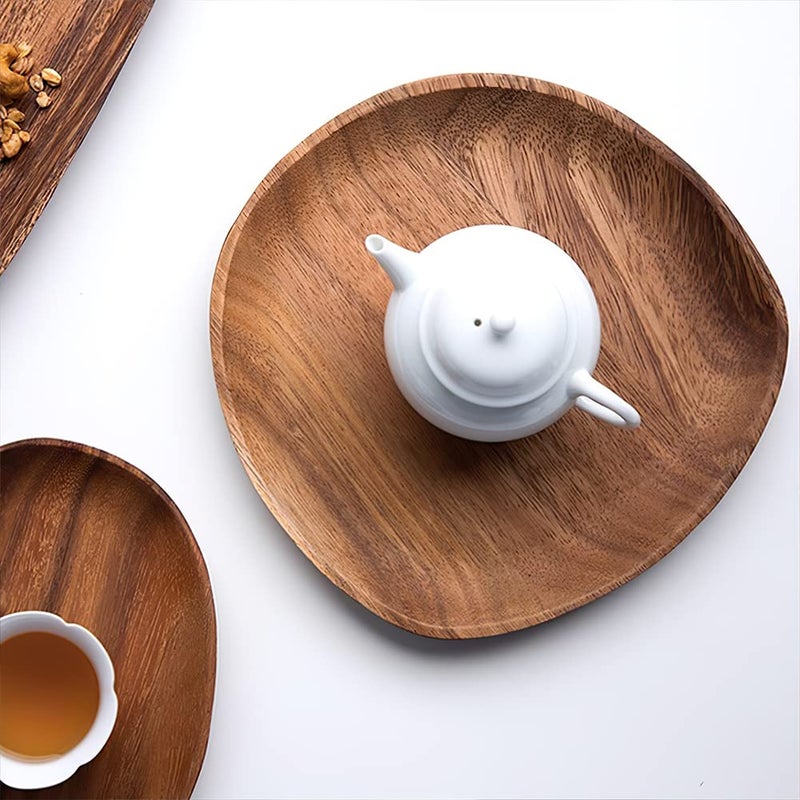 AOOSY Wood Serving Tray  Wooden Serving Platters Set for Serving Food  Fruit  Vegetable  Meat Breakfast Lunch Dinner in Bed Decorative Bread Plates Party Wood Serving Board  Set of 4 - Image 5