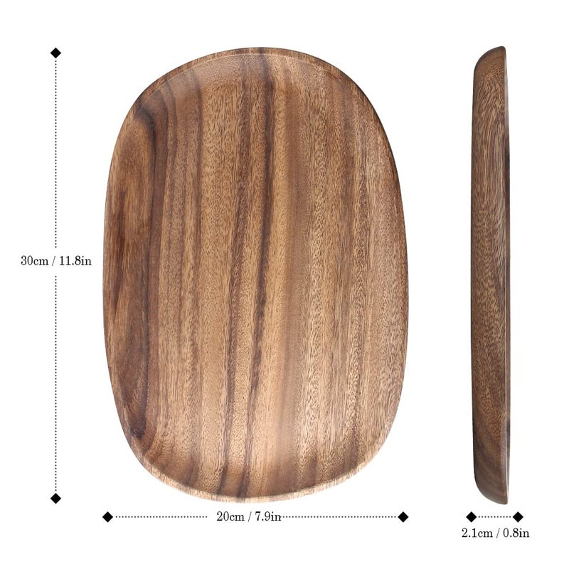 AOOSY Wood Serving Tray  Wooden Serving Platters Set for Serving Food  Fruit  Vegetable  Meat Breakfast Lunch Dinner in Bed Decorative Bread Plates Party Wood Serving Board  Set of 4 - Image 3