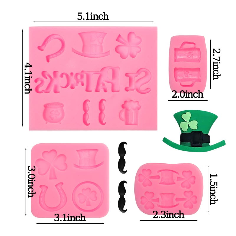 Xcake Lcook St. Patrick's Day Shamrock Chocolate Silicone Molds  Irish Hat Fondant Baking Molds for Cake Decoration Cupcake Topper Candy Sugar Craft Gum Paste Resin - Image 2