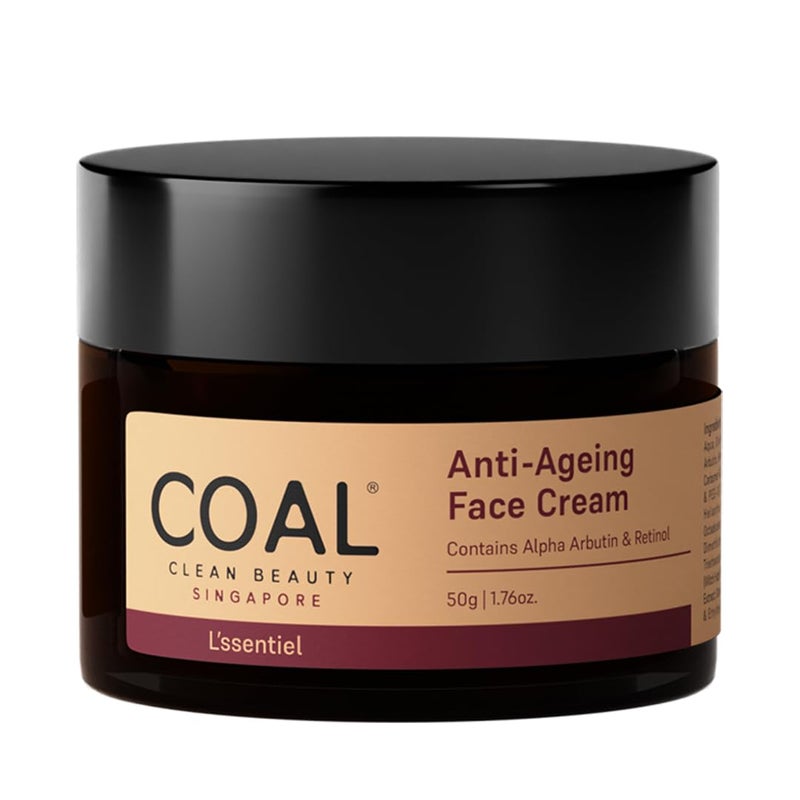 COAL CLEAN BEAUTY COAL Clean Beauty AntiAgeing Face Cream with Retinol Alpha Arbutin Slows Premature Ageing Reduces Fine Lines and Wrinkles Women All Skin Types 50g - Image 1
