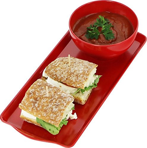 Reston Lloyd Melamine Plastic Tidbit Tray, BPA-Free, Food Safe, Multipurpose Platter Serving Tray, Bathroom/Table Organizer, Red - Image 2
