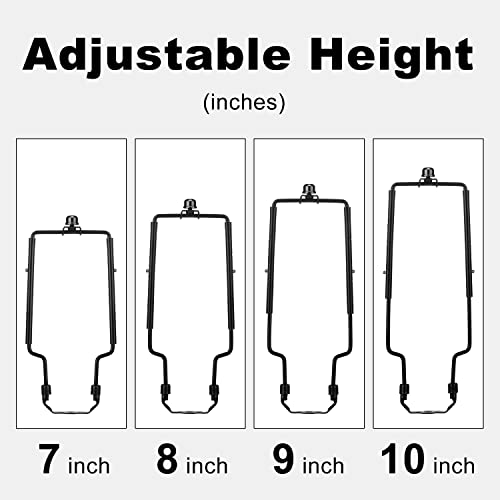 Qc Lamp Shade Harp, 7 8 9 10 inch Adjustable Lamp Harp Kit, Hardware Parts Included Harp Frame and Finials, Standard Saddle, E14 E26 E27 Light Base UNO Fitter Adapter, Lamp Shade Holder (Black) - Image 2