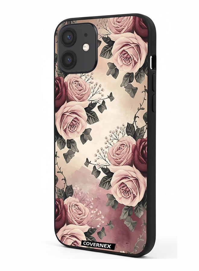 Covernex Apple iPhone 12 Protective Case Cover Printed Featuring Vintage Victorian Rose Bouquet - Image 1