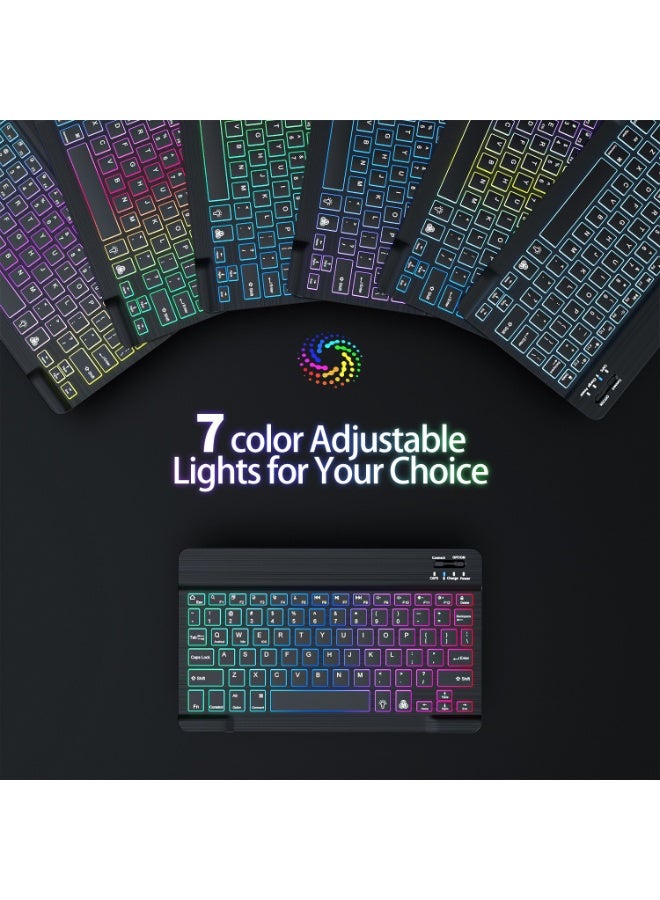 QZ Ultra-Thin Bluetooth English Keyboard And Mouse Set, Suitable For All Bluetooth Devices Such As Ipad, Mobile Phones, Etc. Rechargeable Wireless Keyboard And Mouse, Equipped With 7-Color Backlight, Compatible With Ipad 9th Generation/8th Generation Ipad Pro/Air/Mini As Well As Iphone 14/13/12 Pro. - Image 4