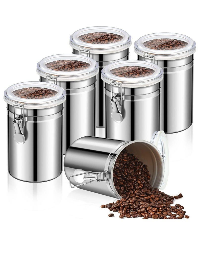 6 Pcs Stainless Steel Canisters 62 oz Stainless Steel Containers with Lids Food Storage Container with Airtight Clamp Lid Coffee Containers for Tea Sugar Coffee Flour Kitchen Counters - Image 1