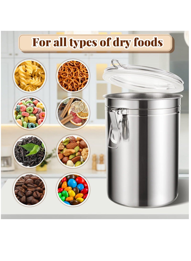 6 Pcs Stainless Steel Canisters 62 oz Stainless Steel Containers with Lids Food Storage Container with Airtight Clamp Lid Coffee Containers for Tea Sugar Coffee Flour Kitchen Counters - Image 3