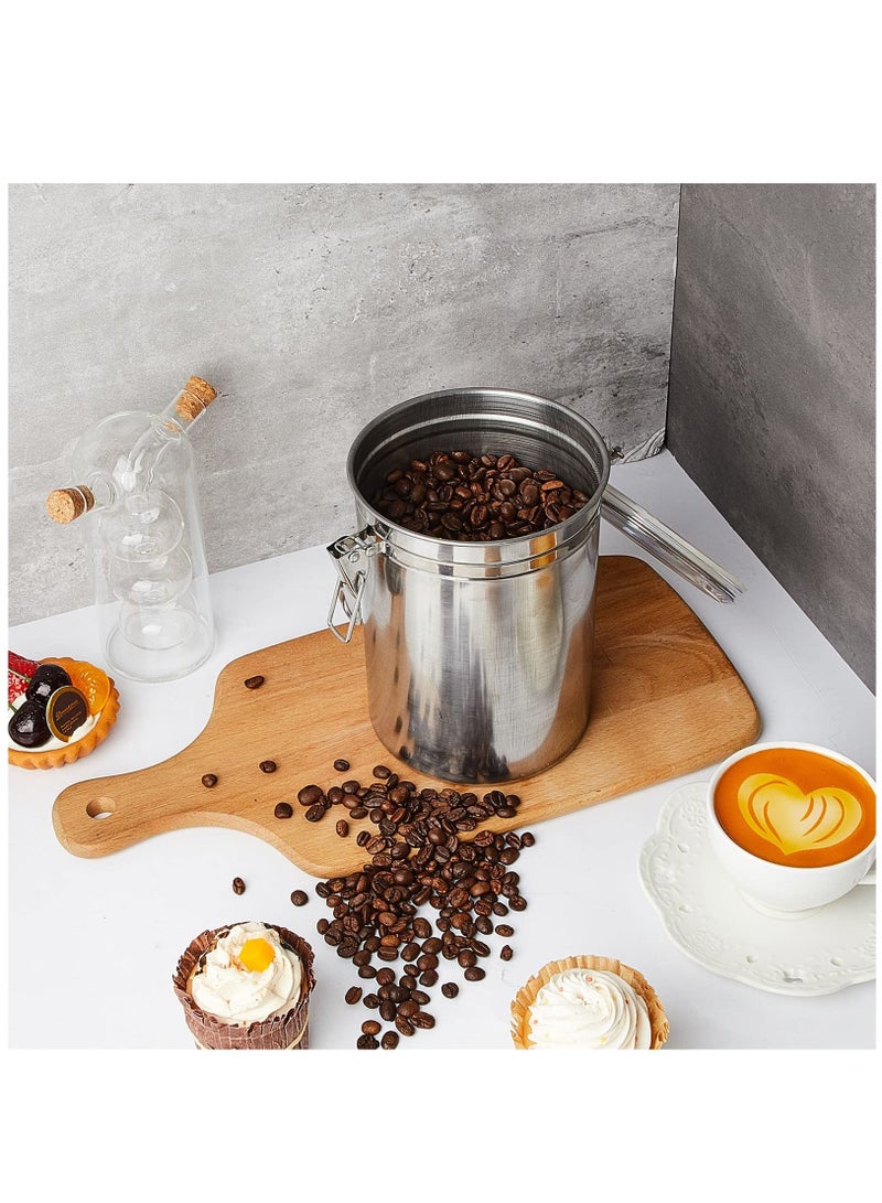 6 Pcs Stainless Steel Canisters 62 oz Stainless Steel Containers with Lids Food Storage Container with Airtight Clamp Lid Coffee Containers for Tea Sugar Coffee Flour Kitchen Counters - Image 4