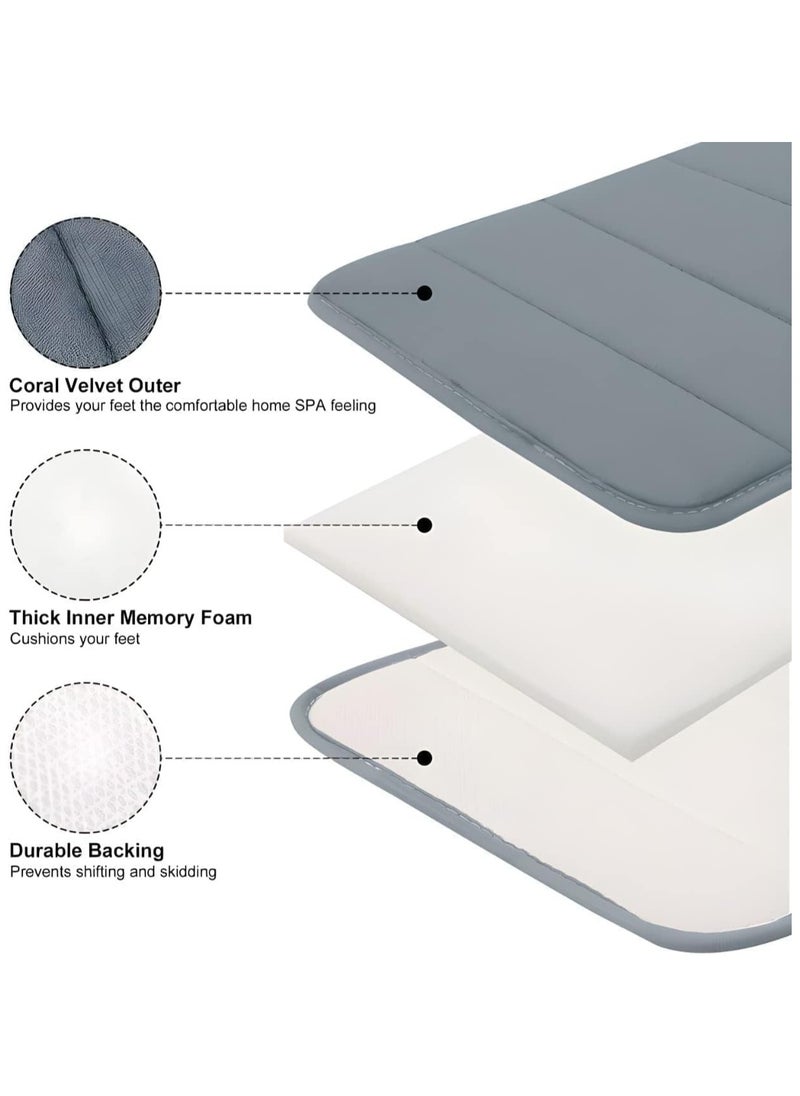Generic Kitchen Rugs and Mats Washable 2 Piece Set - Non-Skid Soft Absorbent Kitchen Mats Set for Floor - 120X40+60X40 CM (Grey)  - Image 5