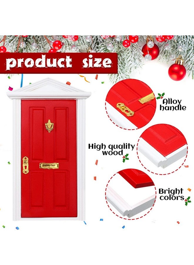 Hungdao 20 Pcs Christmas Elf Girl Fairy Doors Decorations Door Enchanted Fairy Doors Tiny Outdoor Xmas Decor Wooden Tiny Miniature For Child Xmas Accessories Fairy Tale (Red) - Image 2