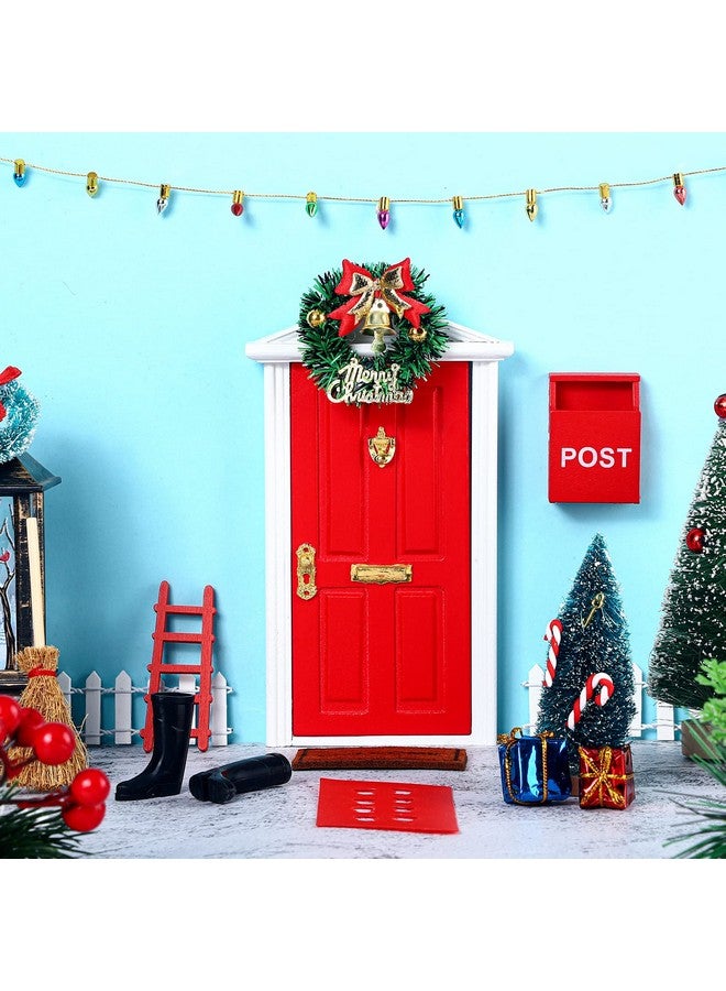 Hungdao 20 Pcs Christmas Elf Girl Fairy Doors Decorations Door Enchanted Fairy Doors Tiny Outdoor Xmas Decor Wooden Tiny Miniature For Child Xmas Accessories Fairy Tale (Red) - Image 3