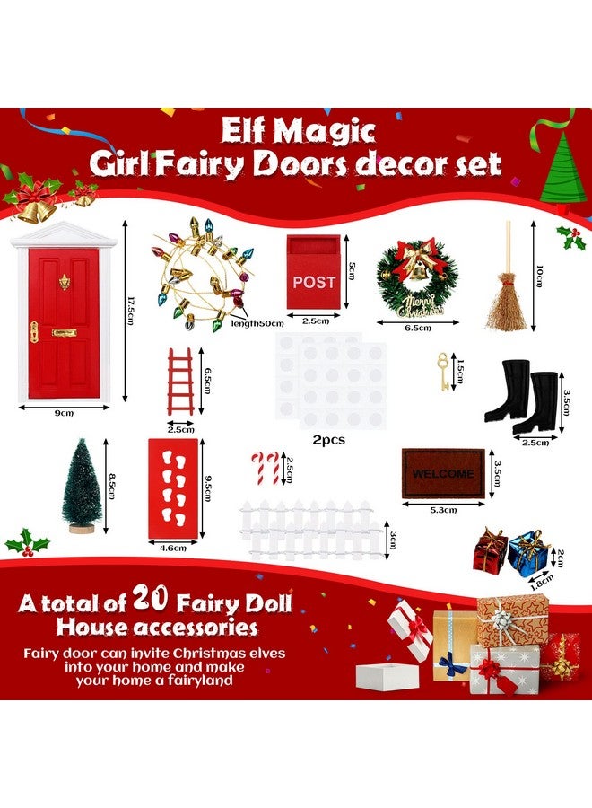 Hungdao 20 Pcs Christmas Elf Girl Fairy Doors Decorations Door Enchanted Fairy Doors Tiny Outdoor Xmas Decor Wooden Tiny Miniature For Child Xmas Accessories Fairy Tale (Red) - Image 4