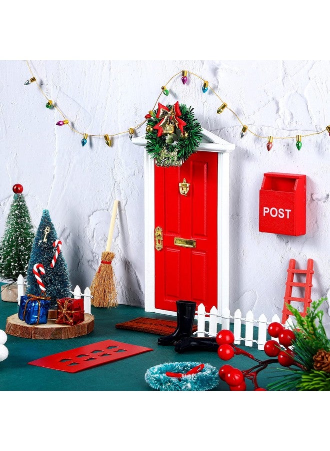 Hungdao 20 Pcs Christmas Elf Girl Fairy Doors Decorations Door Enchanted Fairy Doors Tiny Outdoor Xmas Decor Wooden Tiny Miniature For Child Xmas Accessories Fairy Tale (Red) - Image 1