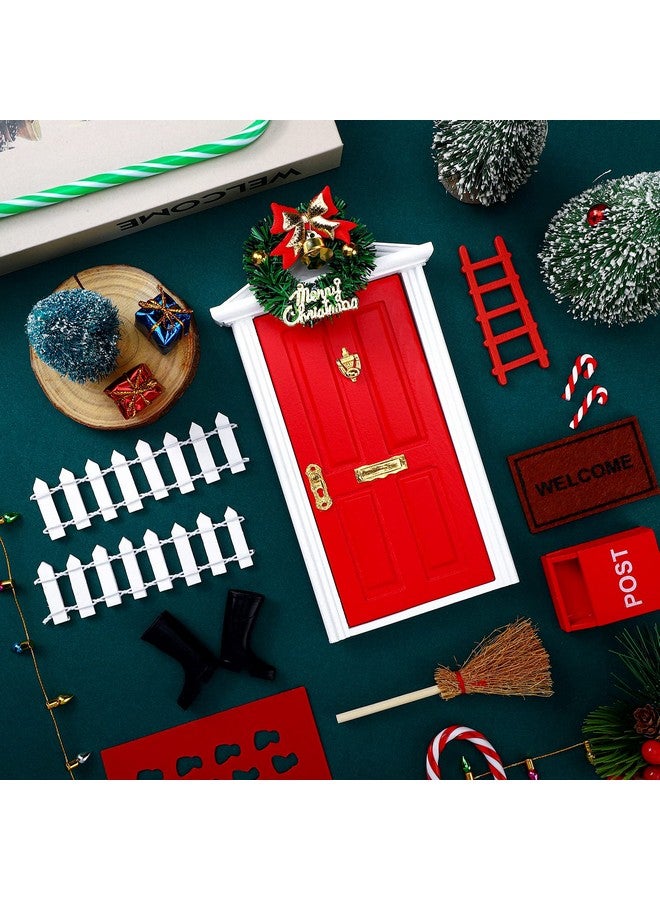 Hungdao 20 Pcs Christmas Elf Girl Fairy Doors Decorations Door Enchanted Fairy Doors Tiny Outdoor Xmas Decor Wooden Tiny Miniature For Child Xmas Accessories Fairy Tale (Red) - Image 5