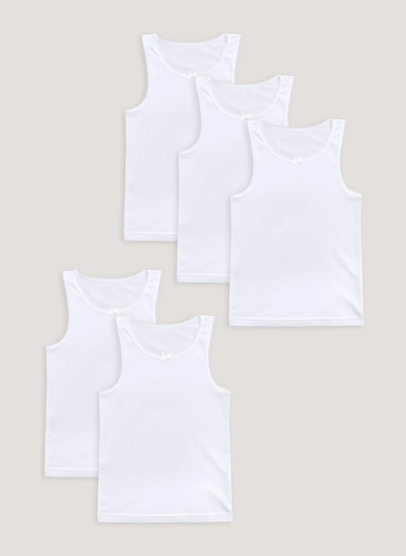 Matalan Girls 5 Pack White Vests