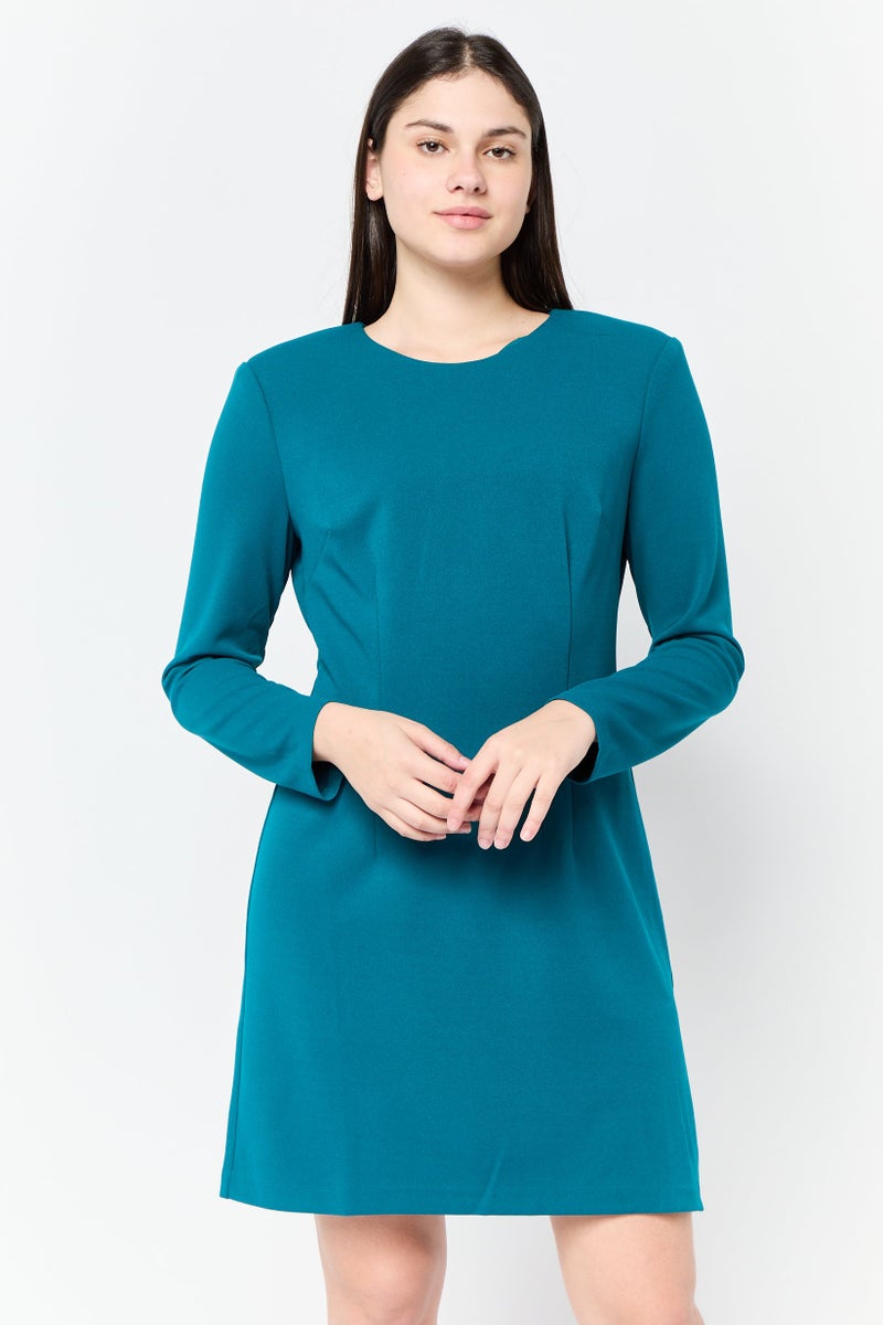 Donna Morgan Women Textured Mini Dress, Teal Green - Image 1