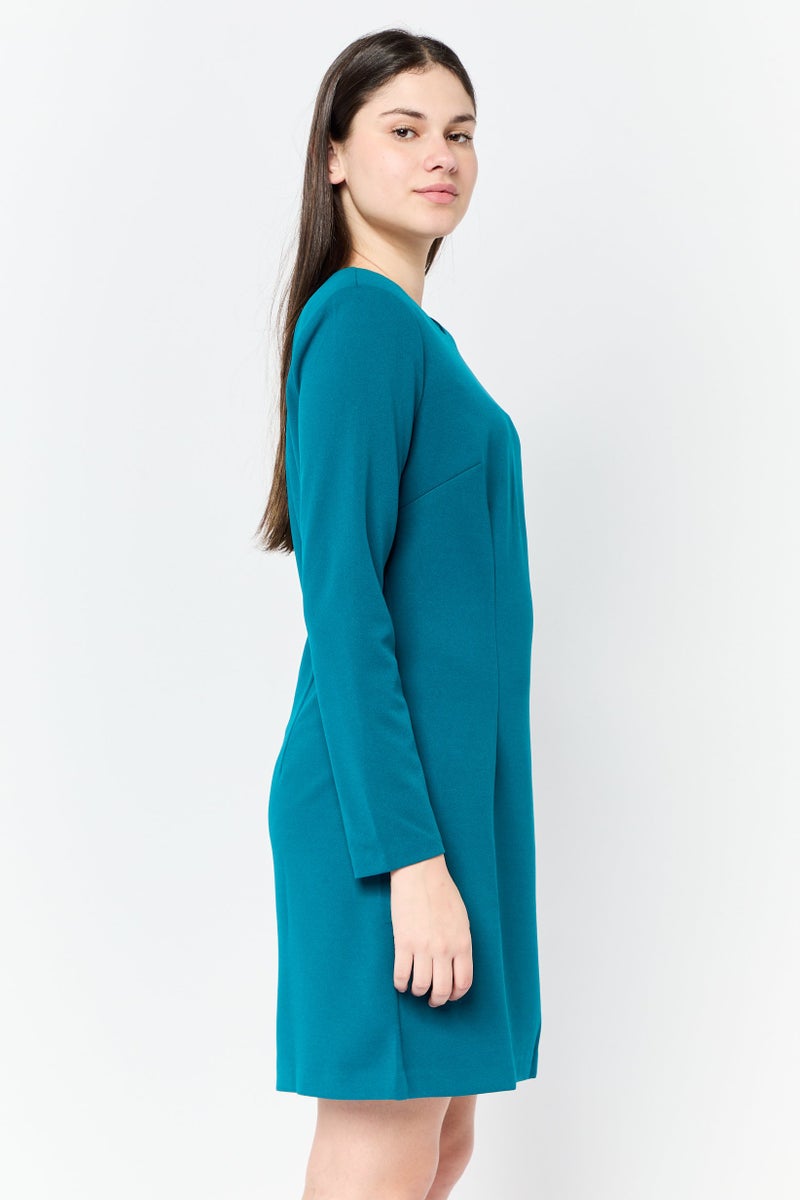 Donna Morgan Women Textured Mini Dress, Teal Green - Image 4