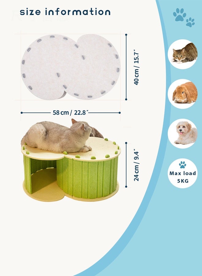 Cat House，S-shaped tunnel cat nest,Cat Resting Bed with Removable Mat ,pet house,Pet Bed Indoor Pet Bed Cat Bed Semi Enclosed Cat Hole Bed Cat Supplies ， Equipped with Washable and Removable Mat Cat tent Animal bed(Green) - Image 2