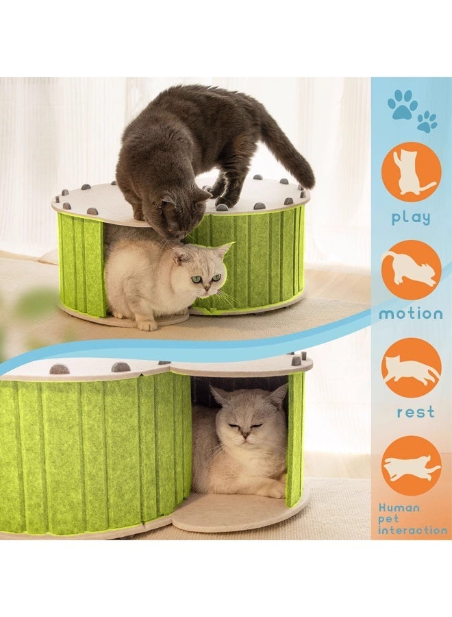 Cat House，S-shaped tunnel cat nest,Cat Resting Bed with Removable Mat ,pet house,Pet Bed Indoor Pet Bed Cat Bed Semi Enclosed Cat Hole Bed Cat Supplies ， Equipped with Washable and Removable Mat Cat tent Animal bed(Green) - Image 4