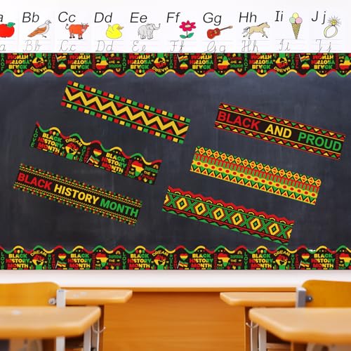 Joffetii 75Ft Black History Month Bulletin Board Borders,Bulletin Board Decorations Kente Classroom Decor Kwanzaa Juneteenth Party Decor for Door Office School - Image 3