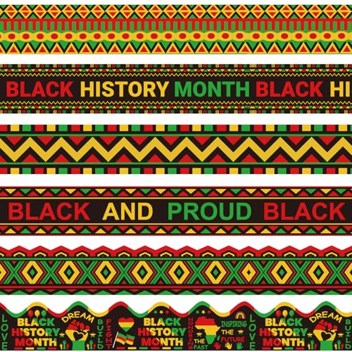 Joffetii 75Ft Black History Month Bulletin Board Borders,Bulletin Board Decorations Kente Classroom Decor Kwanzaa Juneteenth Party Decor for Door Office School - Image 1
