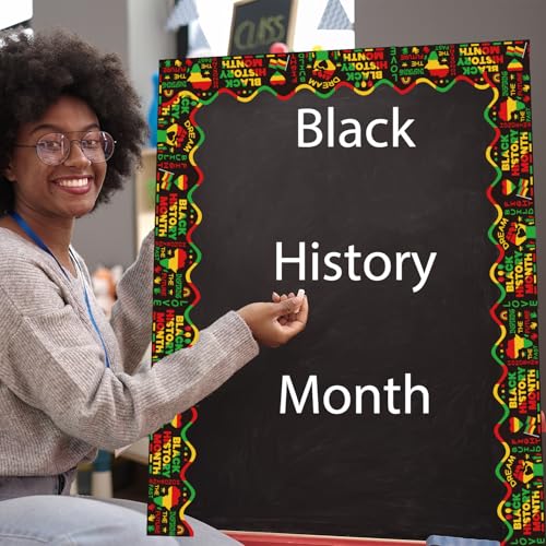 Joffetii 75Ft Black History Month Bulletin Board Borders,Bulletin Board Decorations Kente Classroom Decor Kwanzaa Juneteenth Party Decor for Door Office School - Image 4
