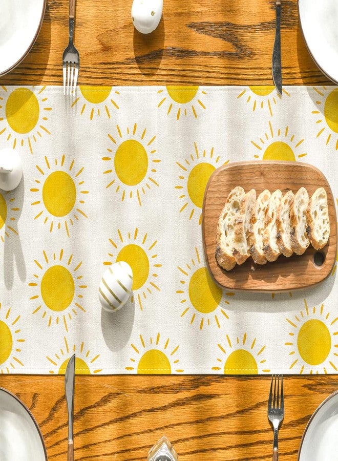 Yarcooly Summer Table Runner First Trip Around The Sun Decorations Here Comes The Son Baby Shower Decor Yellow Sunshine Sun Table Cover Summer Decorations for Simple Life Home Party - Image 4