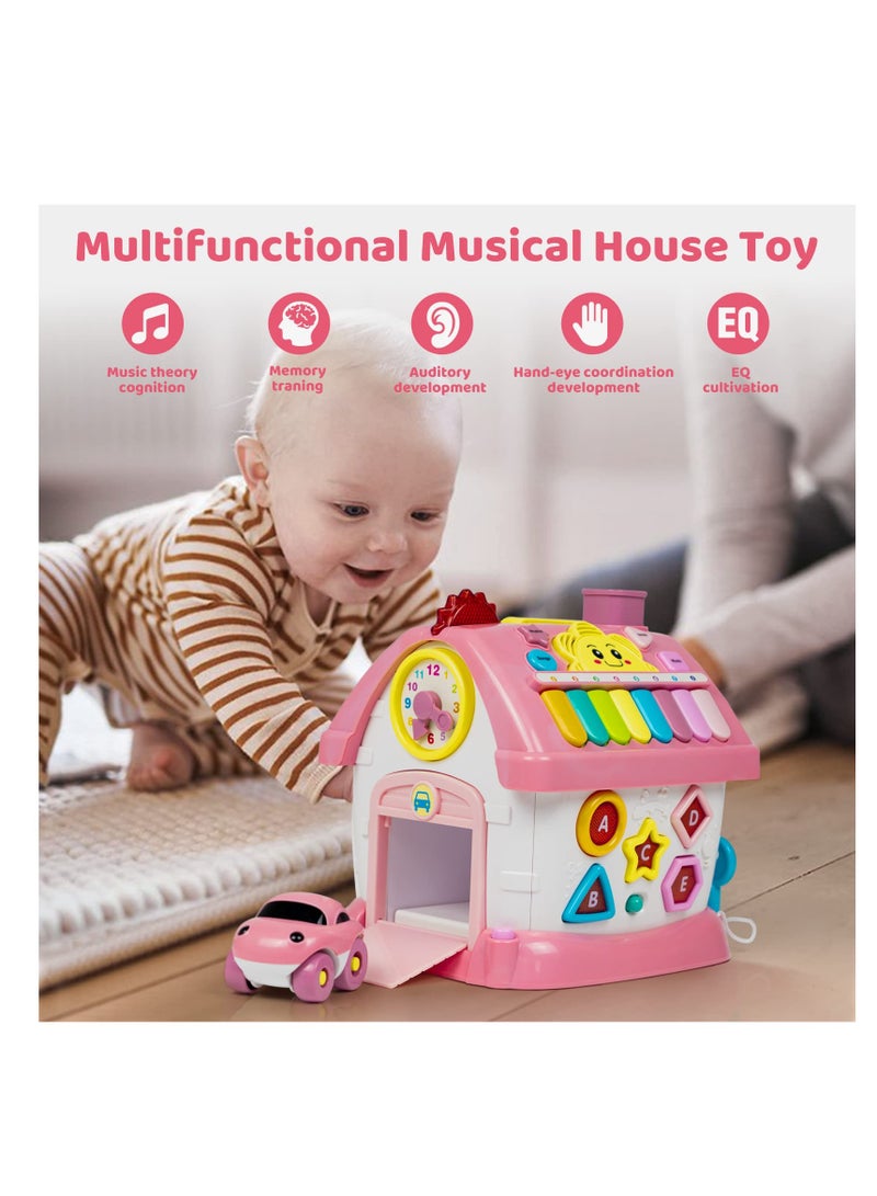 Excefore Montessori Toys with Sound, Lights, Music, Clock, Telephone, Car, 6 in 1 Multi-Functional House, Educational Birthday Gift for Girl and Boy, Toys Gifts for Girl and Boy, Pink - Image 4