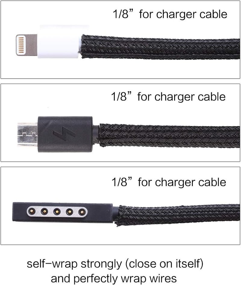 Alex Tech 10 قدم - 1/8 بوصة غطاء حماية الأسلاك أنبوب حماية الكابلات غلاف مشقوق لكابل USB وكابل الطاقة وكابل الصوت والفيديو – حماية القط من مضغ الأسلاك - أسود - Image 3