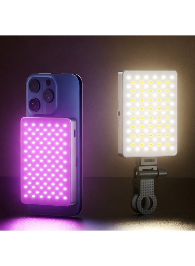 المحمولة RGB الهاتف سيلفي ملء الضوء, 2-في-1 المغناطيسي و كليب-على ضوء الكاميرا LED, ضوء البث الحي, 2500-9000K درجة حرارة اللون القابلة للتعديل للهاتف, الكاميرا, الكمبيوتر, الكمبيوتر المحمول - Image 1
