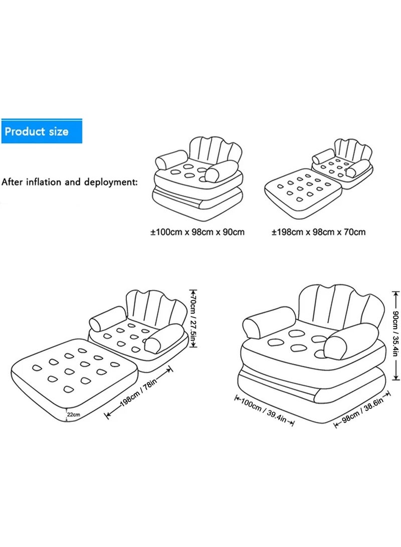 Inflatable Chair and Sofa - 2 in 1 - A comfortable and versatile recliner sofa for home, camping and guests with an anti-slip design. - Image 4