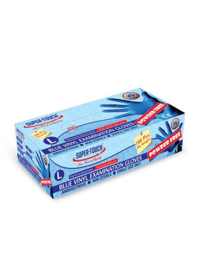 Supertouch Vinyl Gloves Blue Powder Free [Large]