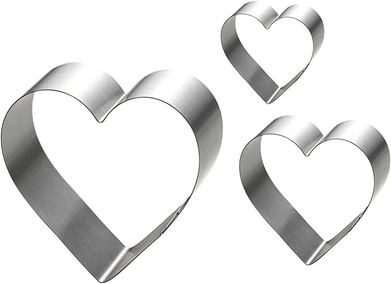Ksdhotware Stainless Steel Heart Shaped Cake Ring Molds, Set of 3, 4/6/8 Inch, 2 Inch Height, Heart Shaped Cake Cutter, Large Cookie Cutter, Muffin Pastry Cutters - Image 1