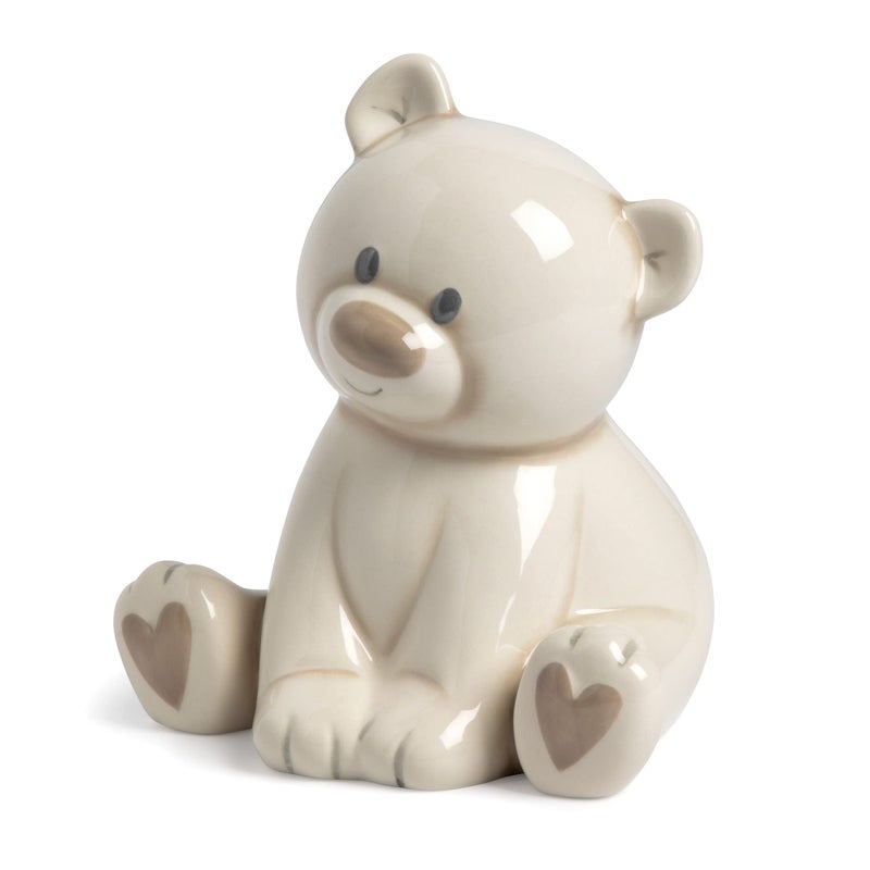 DEMDACO Teddy Bear Tan and Brown 7 x 5.5 Inch Ceramic Stoneware Piggy Money Bank - Image 2