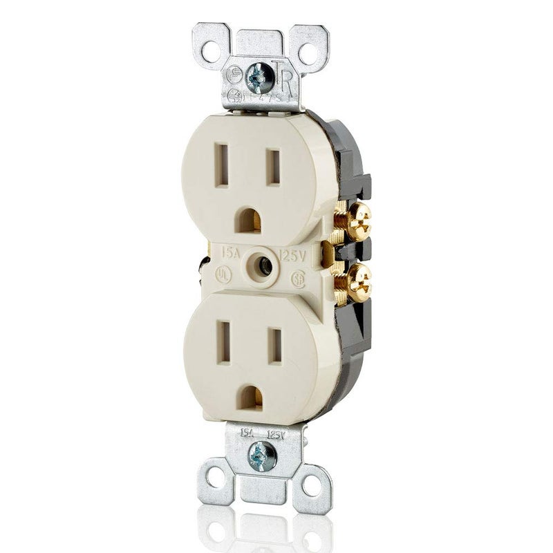 Leviton 15 Amp 125 Volt Tamper Resistant Duplex Receptacle, 10 Pack, T5320-TMP, Light Almond - Image 2