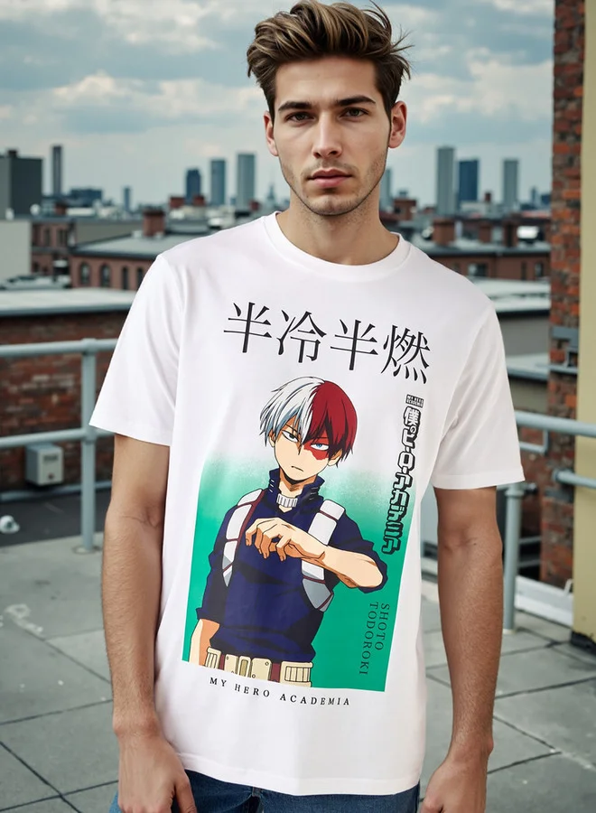 SP Characters Regular Fit Shoto Todoroki Print Crew Neck T-shirt