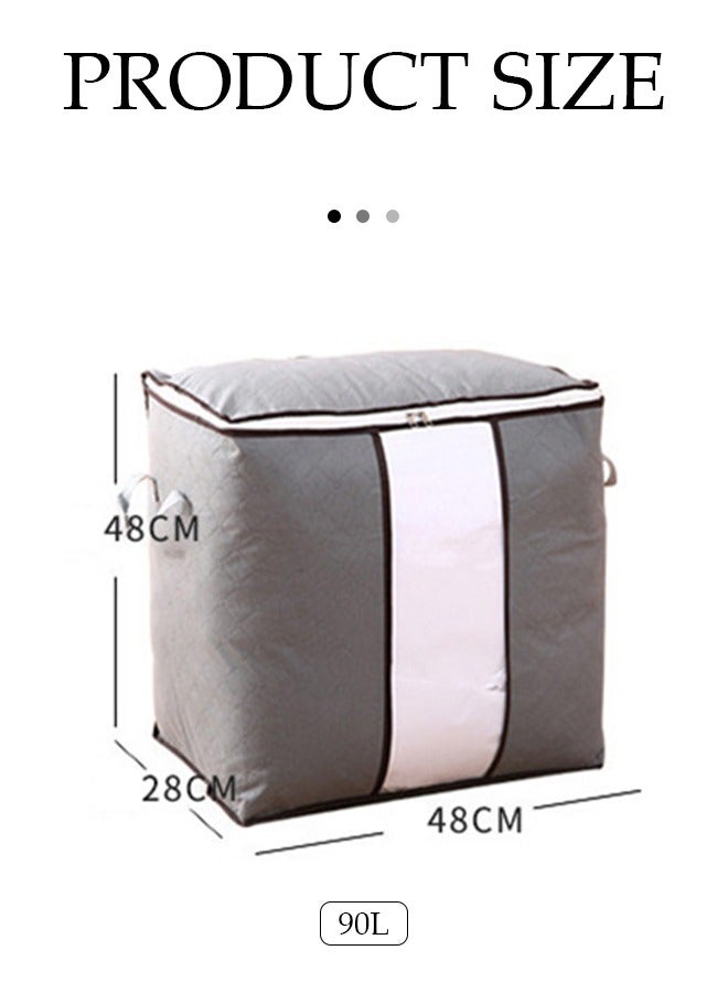 90L Large Storage Bags,Storage Bins with Reinforced Handle and Sturdy Zipper,Closet Storage for Blanket,Comforter,Pillows and Bedding,Gray  - Image 3