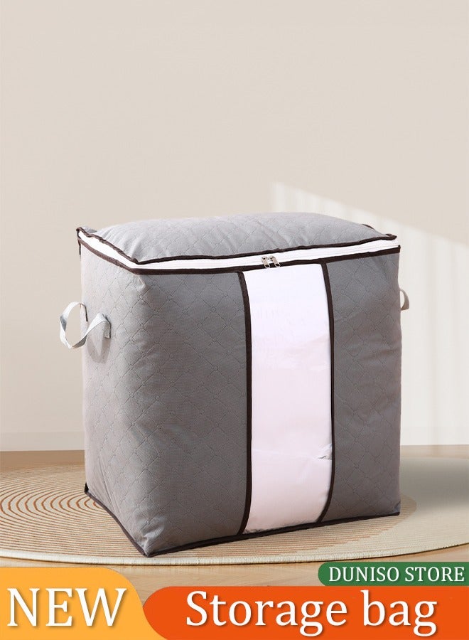 90L Large Storage Bags,Storage Bins with Reinforced Handle and Sturdy Zipper,Closet Storage for Blanket,Comforter,Pillows and Bedding,Gray  - Image 2