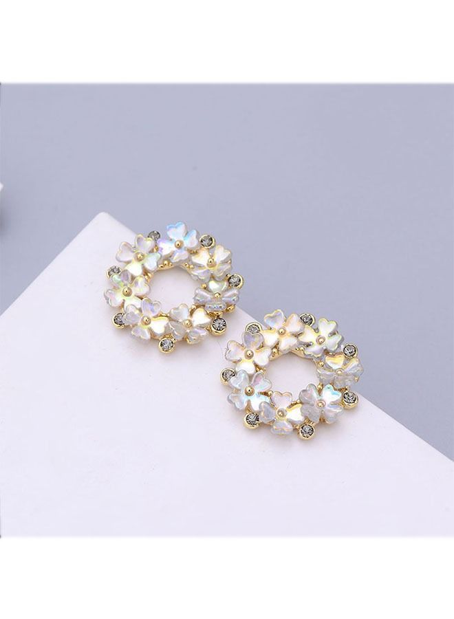 NIBEMINENT Embellished Floral Pierced Stud Earrings  - Image 4