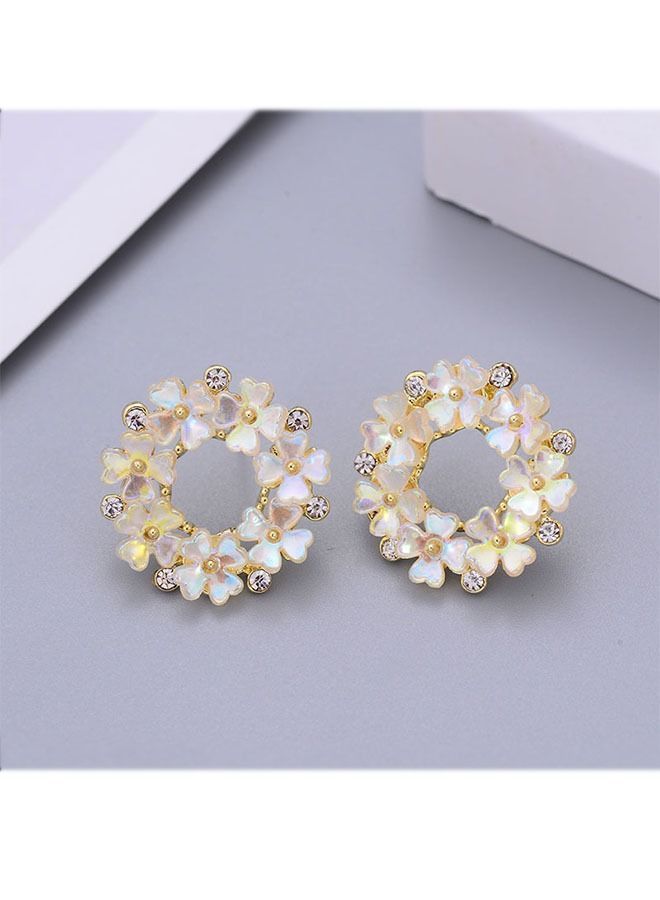 NIBEMINENT Embellished Floral Pierced Stud Earrings  - Image 3