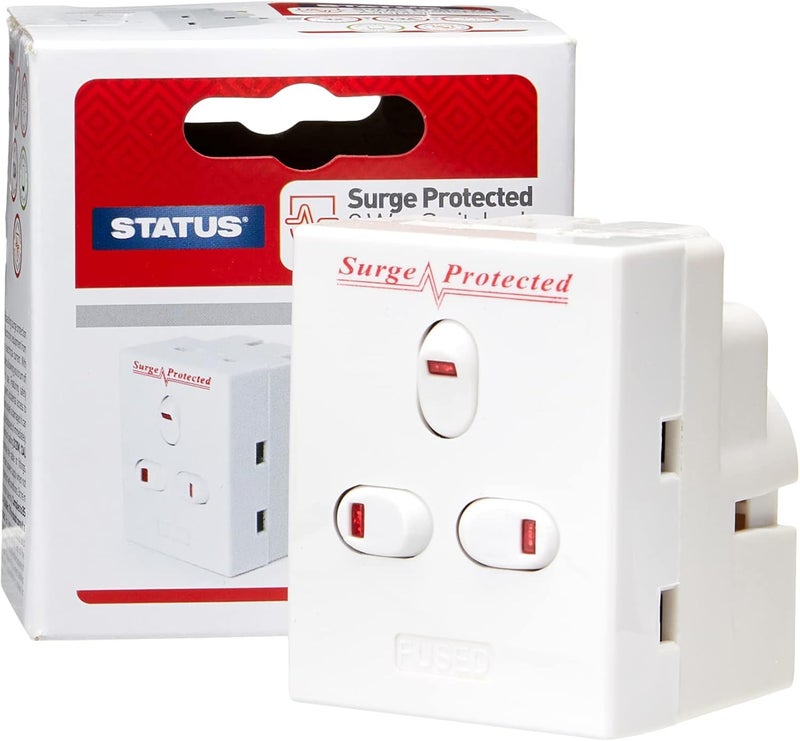 Status 3-Way Fused Adaptor with Individually Switched Protected Surge - White - Image 1
