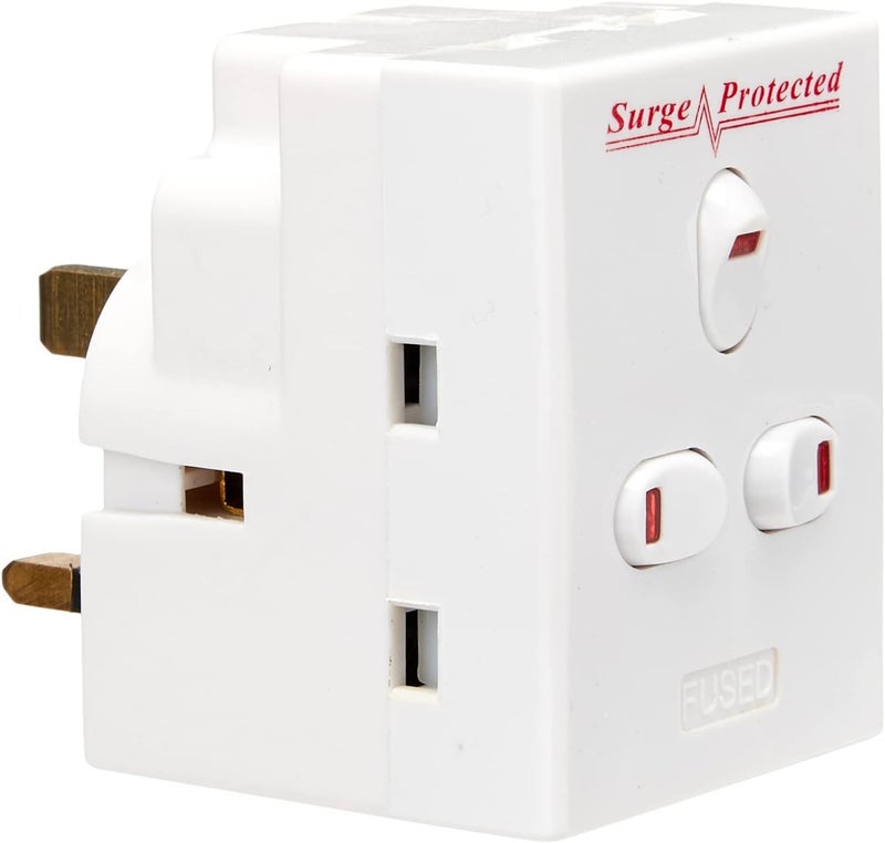 Status 3-Way Fused Adaptor with Individually Switched Protected Surge - White - Image 2