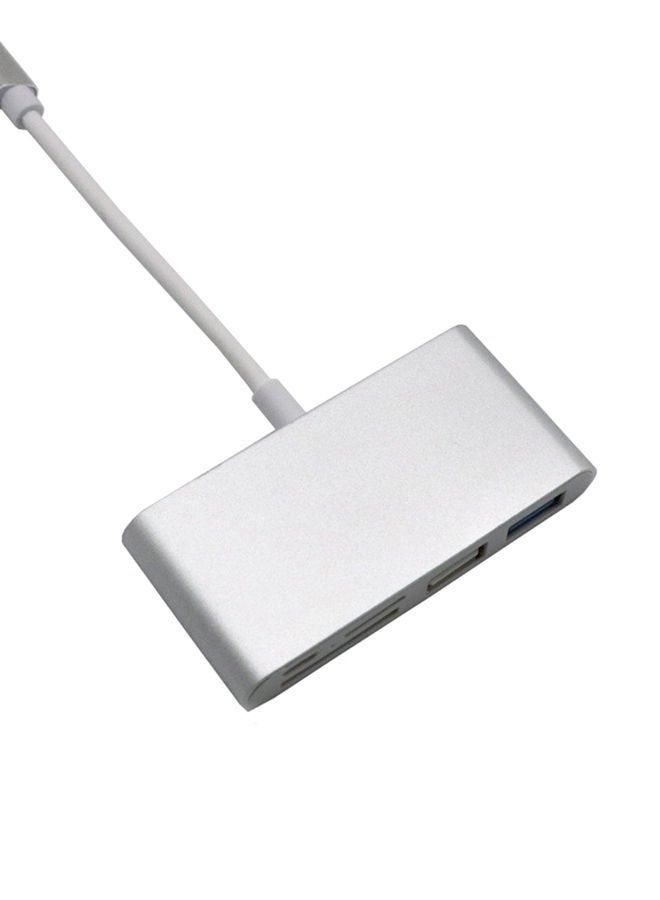 NIBEMINENT 5-In-1 Type C USB 3.1 OTG 3.0 2.0 Hub SD/TF Card Reader Combo Silver  - Image 1
