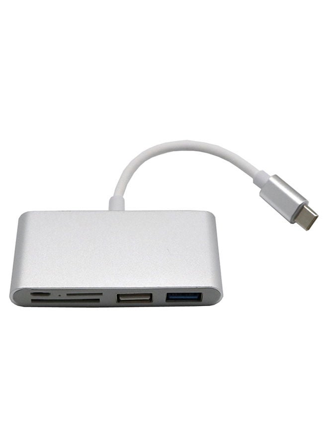 NIBEMINENT 5-In-1 Type C USB 3.1 OTG 3.0 2.0 Hub SD/TF Card Reader Combo Silver  - Image 3