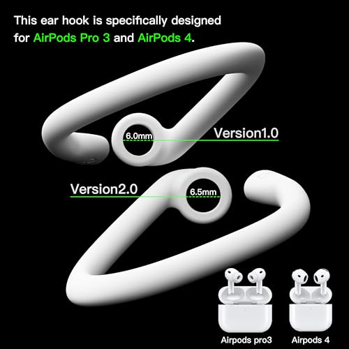 DamonLight Ear Hooks for AirPods Pro 3 & AirPods 4 DamonLight 2 Pairs Airpod Ear Hook, Anti-Slip Comfortable Fit, Ergonomic Design, AirPods Pro 3 Accessories [US Patent Registered] (Medium) - Image 4
