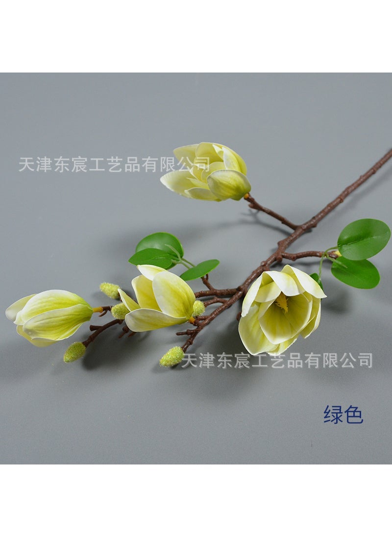 Generic Factory wholesale 4 magnolia single branch wedding auditorium decoration simulation flower feel glue magnolia home ornaments Green 