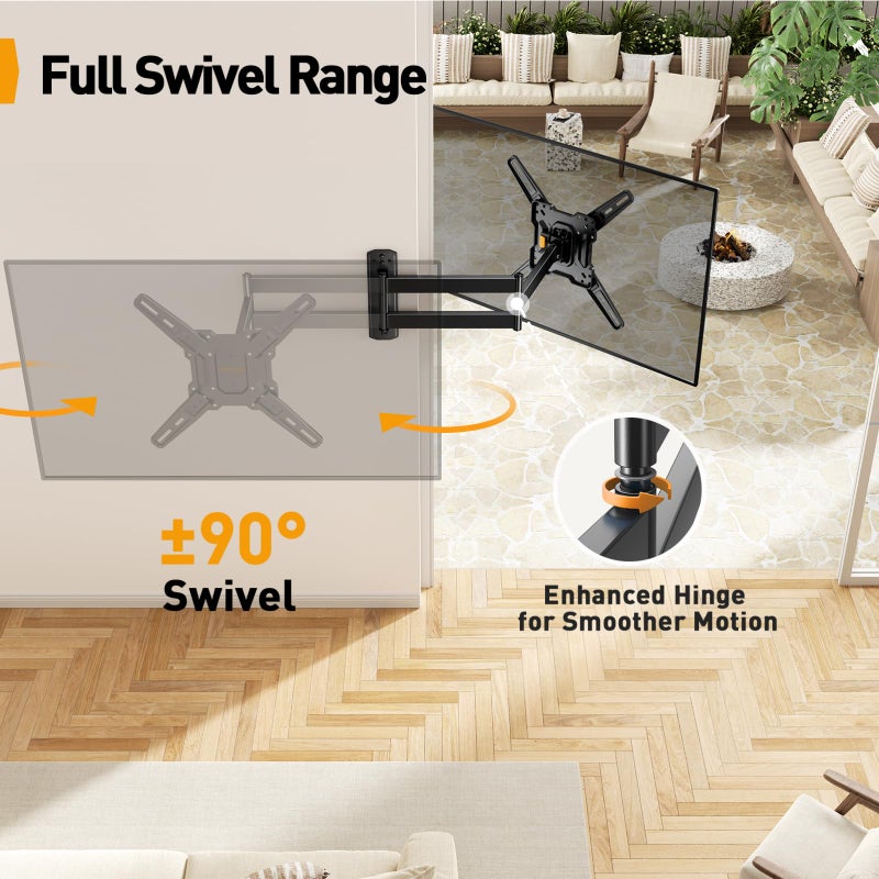 Perlegear Long Arm TV Wall Mount for 26-70 inch TVs up to 100 lbs, Corner TV Mount Bracket with 31.65â€ Extension, Swivel, Tilt Articulating Arms, Max VESA 400x400mm, Full Motion Wall Mount PGMF25B - Image 4