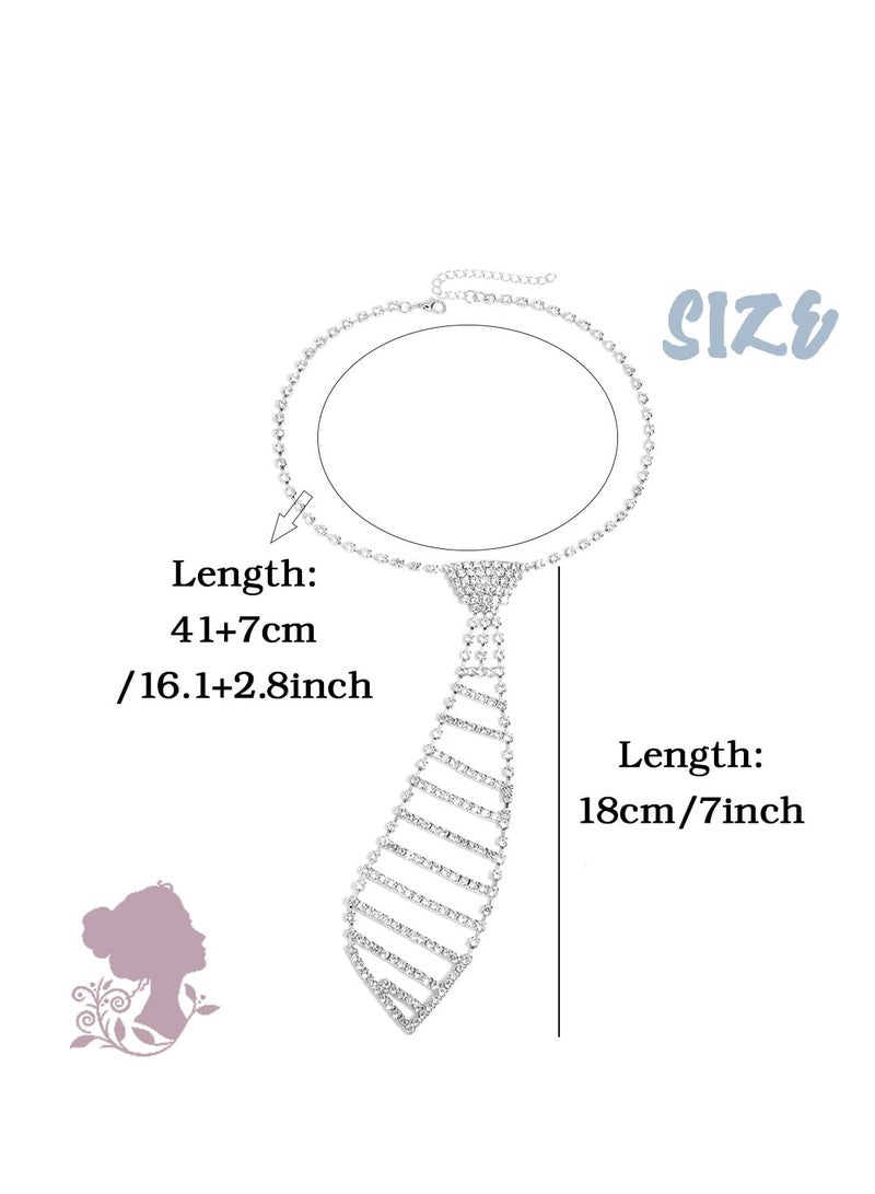 SYOSI قلادة لامعة مزينة بالأحجار الكريمة - رباط مزين بالأحجار الكريمة - طوق ماسي - سلسلة كريستالية لحفل الزفاف - مجوهرات للعروس ووصيفات العروس - للنساء والفتيات - حفلات الموضة - حفلات التخرج - فضي - Image 4