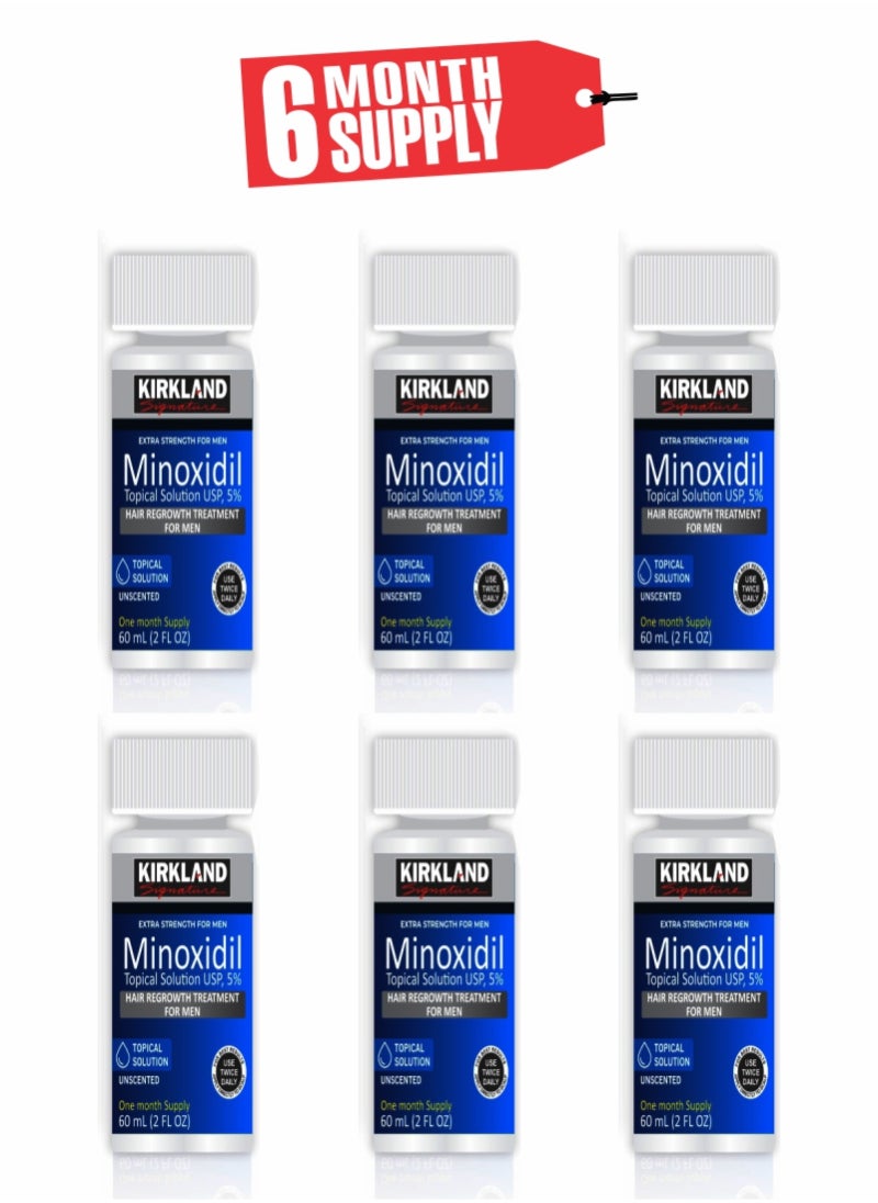 Kirkland Signature - Minoxidil 5% Scalp Solution - 6-Month Pack for Men's Hair Regrowth (6pcs) - Image 1