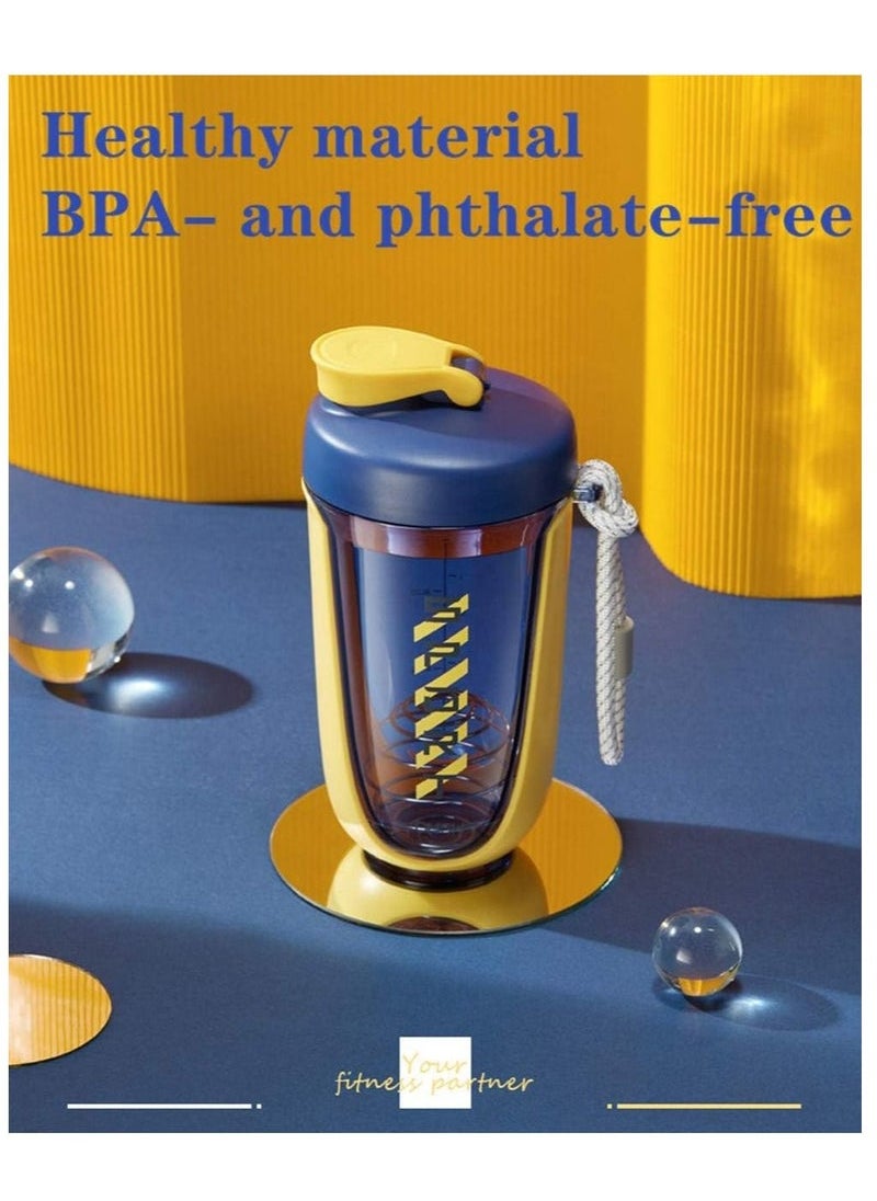 Captaintech Shaker Bottle Perfect for Protein Shakes and Pre Workout Shaking Cup Protein Powder Milkshake Cup Sports Fitness Water Cup Mixes Protein Shaker Bottle（Yellow）  - Image 2